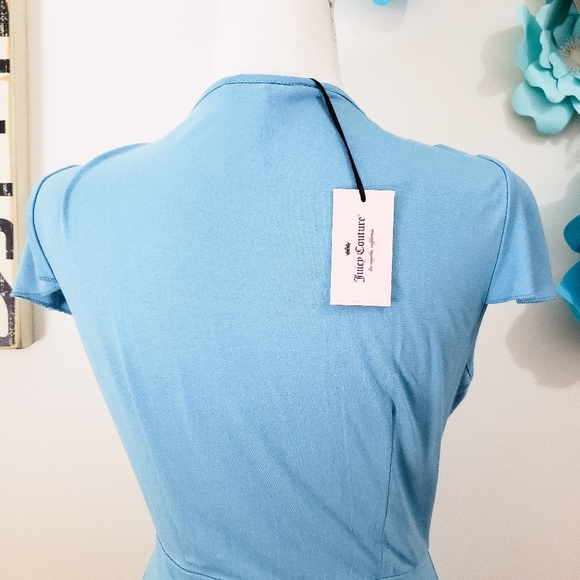 ⭐HP⭐ JUICY COUTURE DRESS BABY BLUE RUFFLE HIGH LOW - Picture 8 of 12